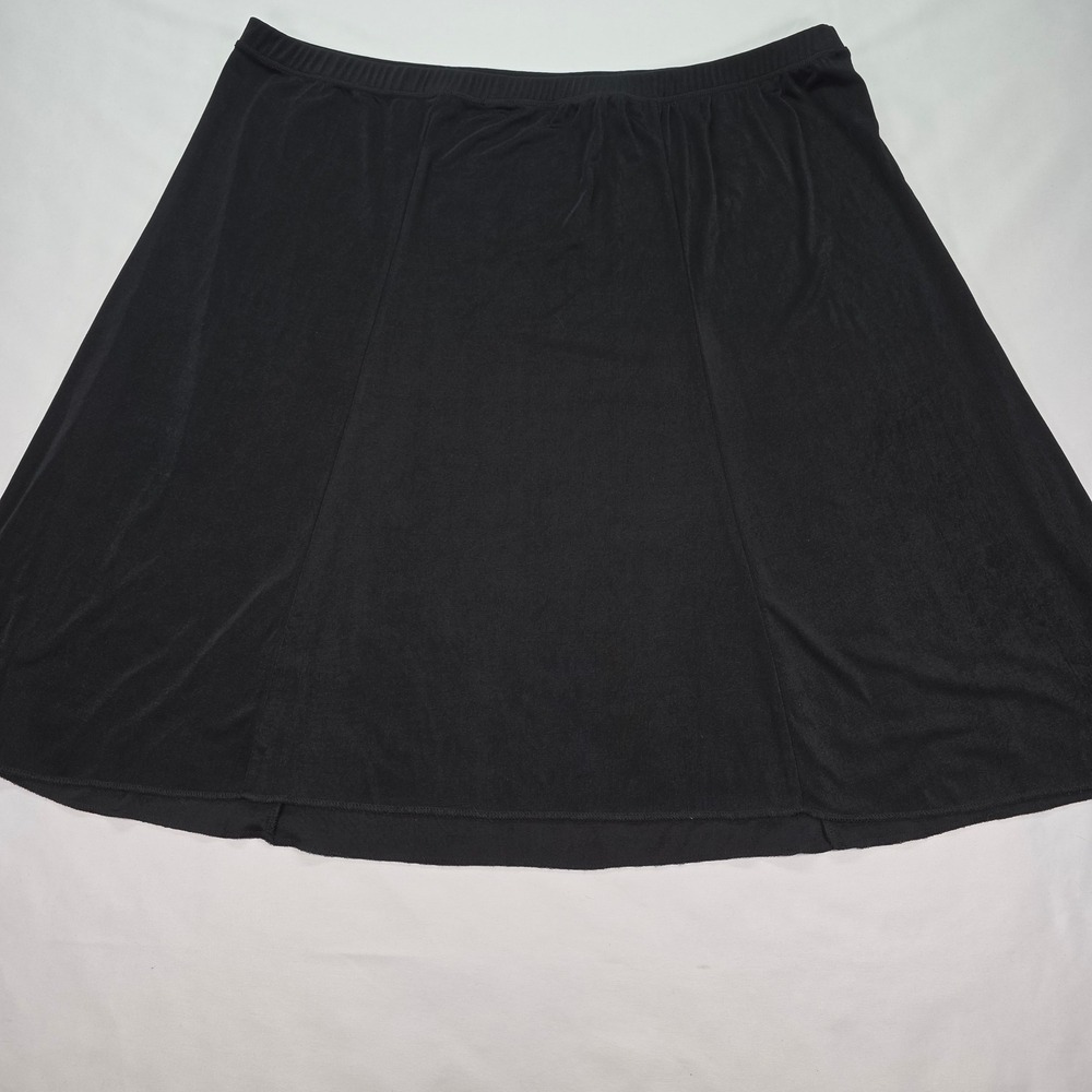 CJ Banks Black A-Line Paneled Skirt Women 3X Plus Size Elastic Waist Jersey Knit